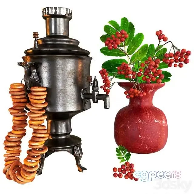 3ds Max Free – Samovar with bagels
