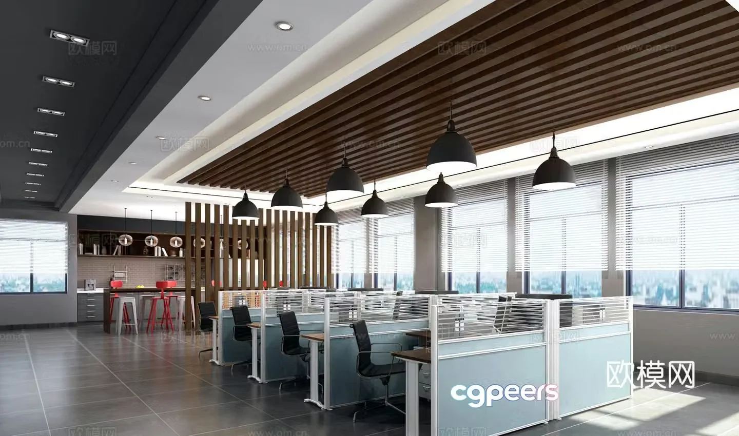 Public office area office 3d model