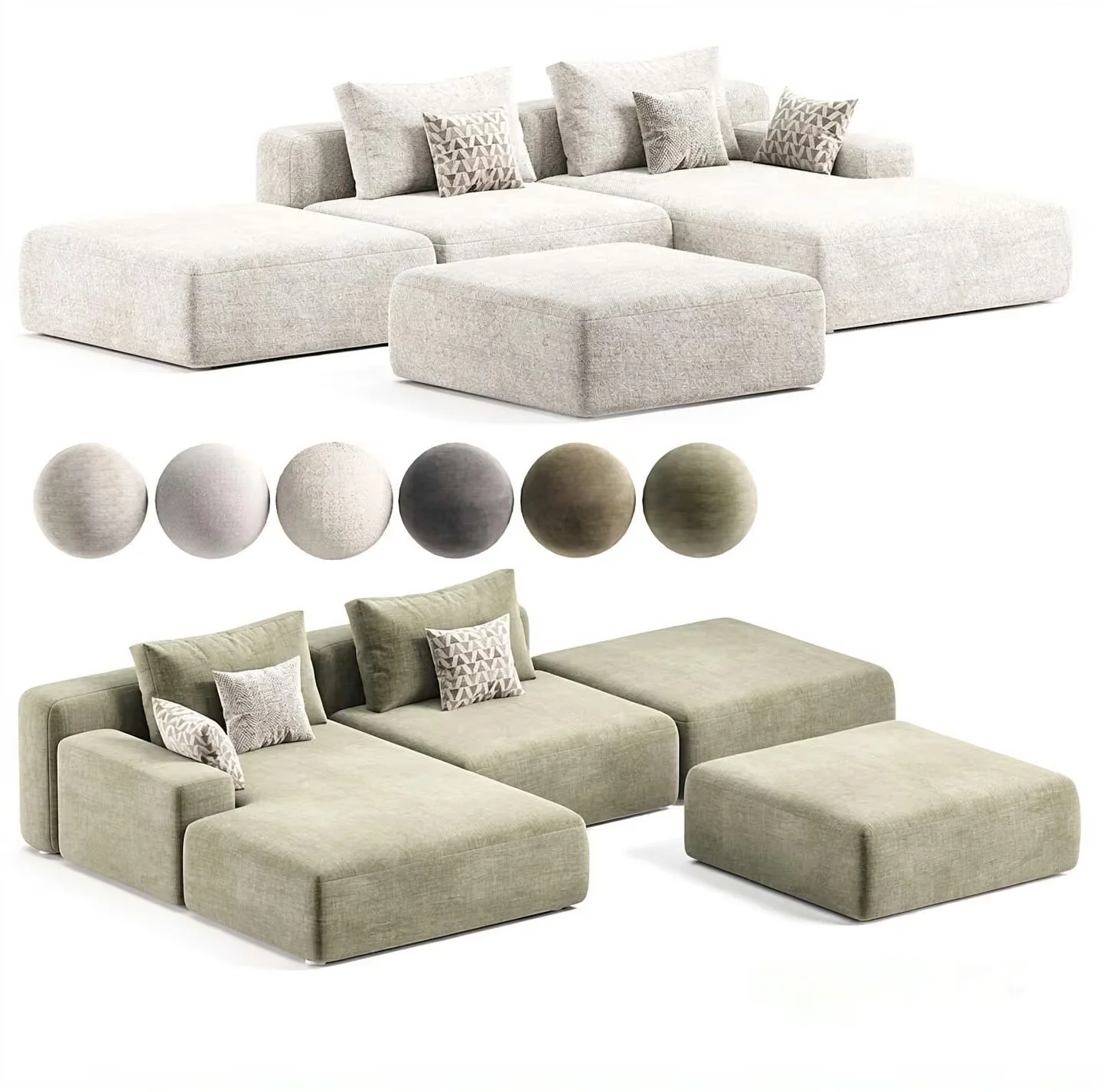 Modern Sectional Sofa 3D Model – 21294 – VRAY Render