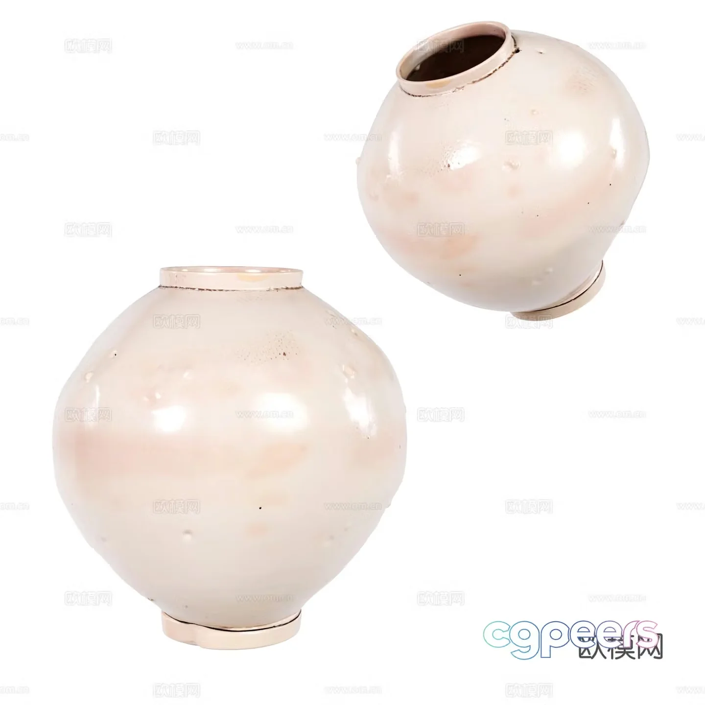 Retro pink clay pot 3d model