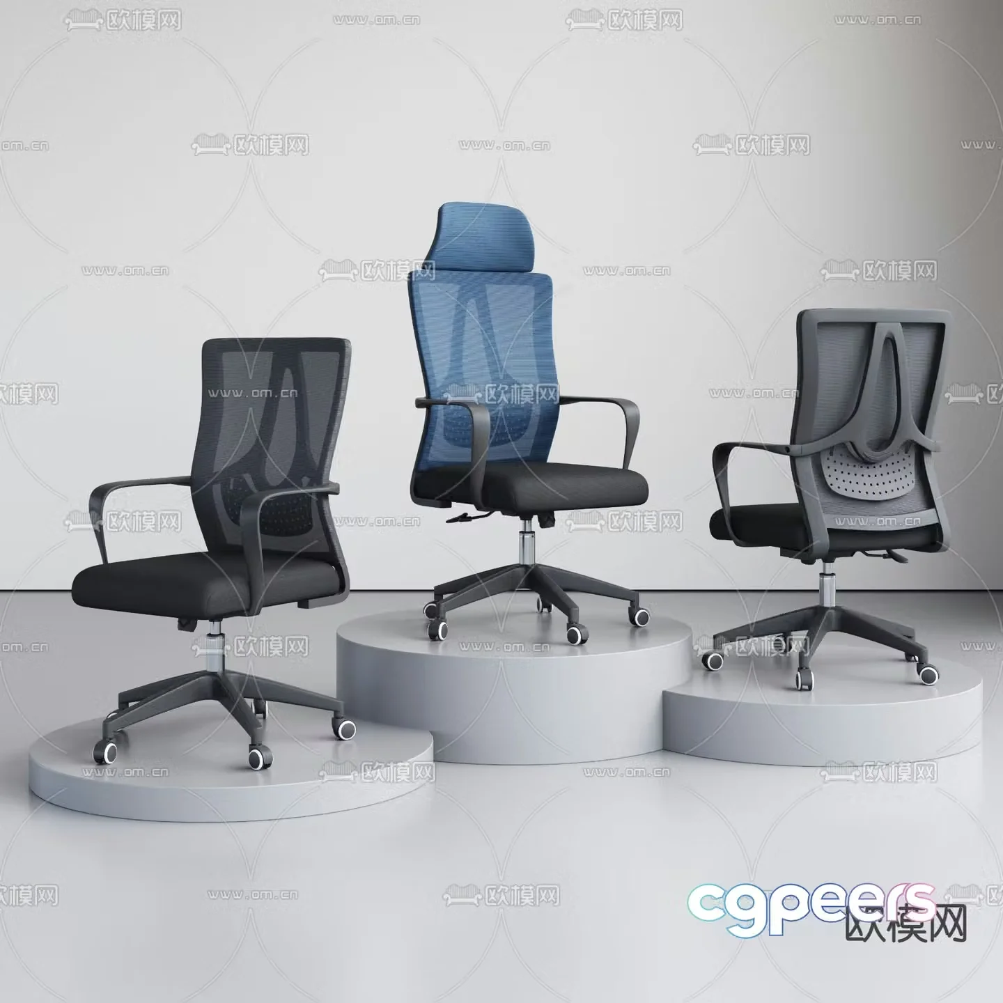 Office chair staff chair class chair mesh chair 3d model