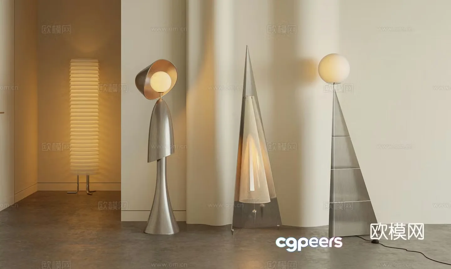Cream style floor lamp 3d model