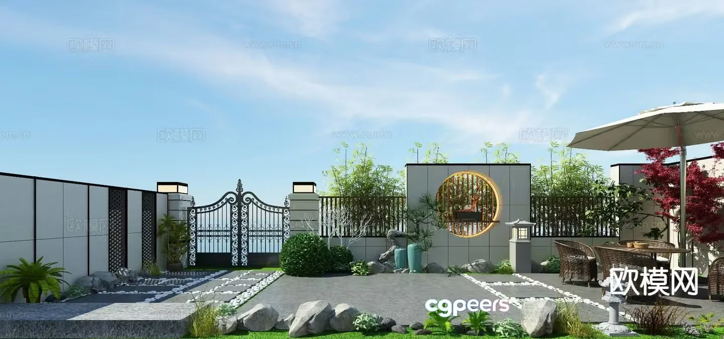 Modern courtyard landscape 3d model