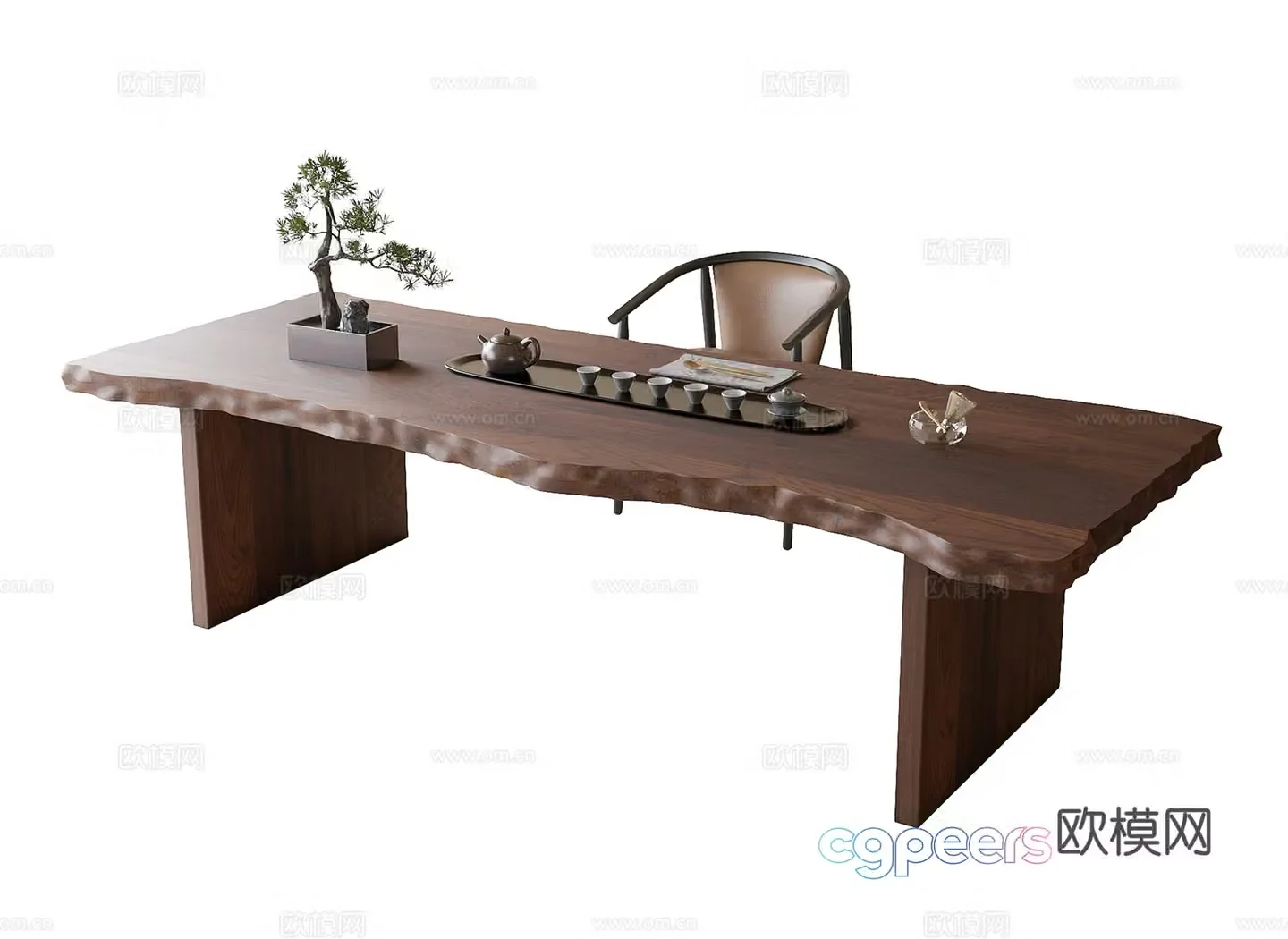 New Chinese style tea table and chairs large table tea table 3D model