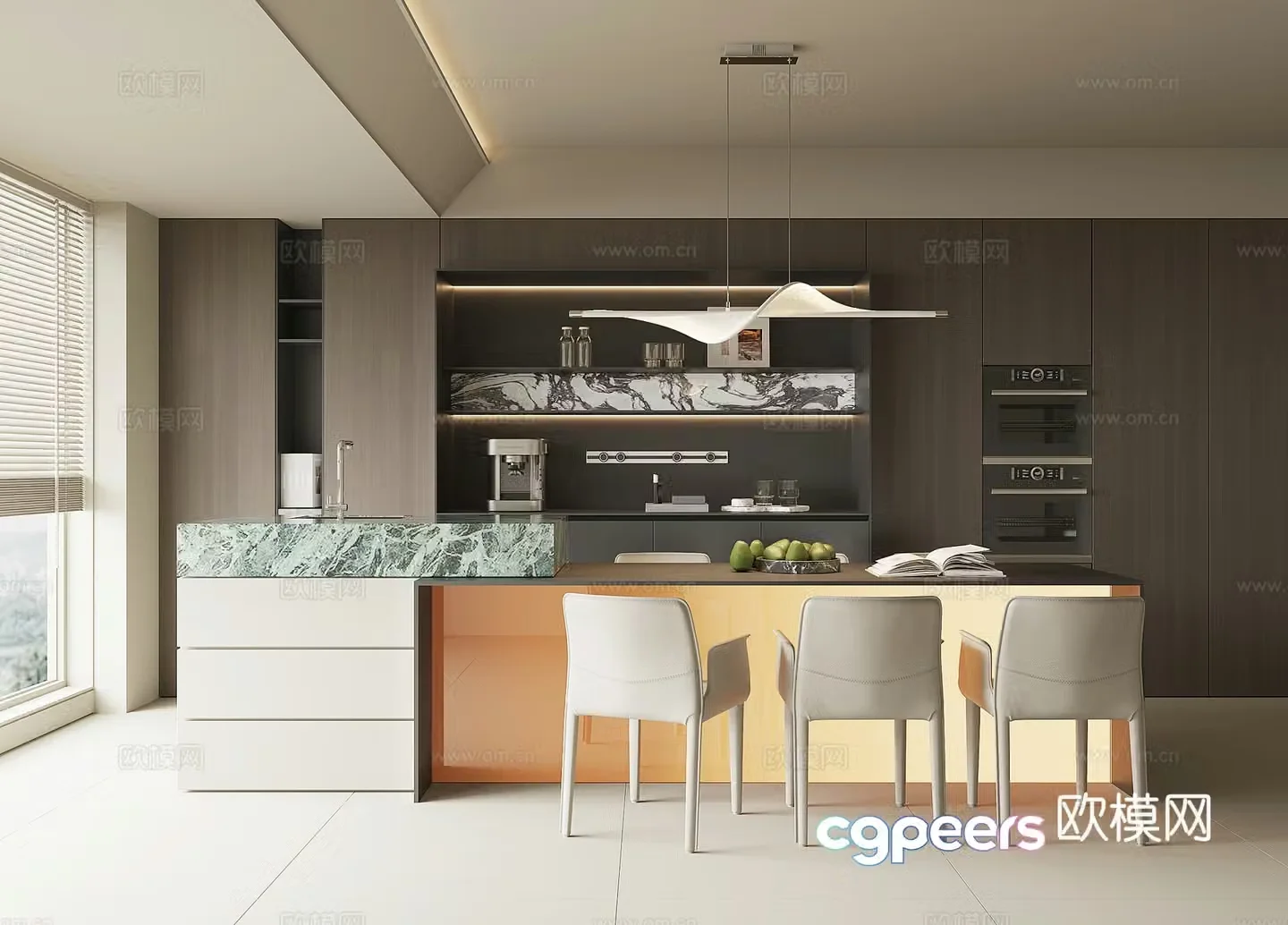 Modern island restaurant 3d model