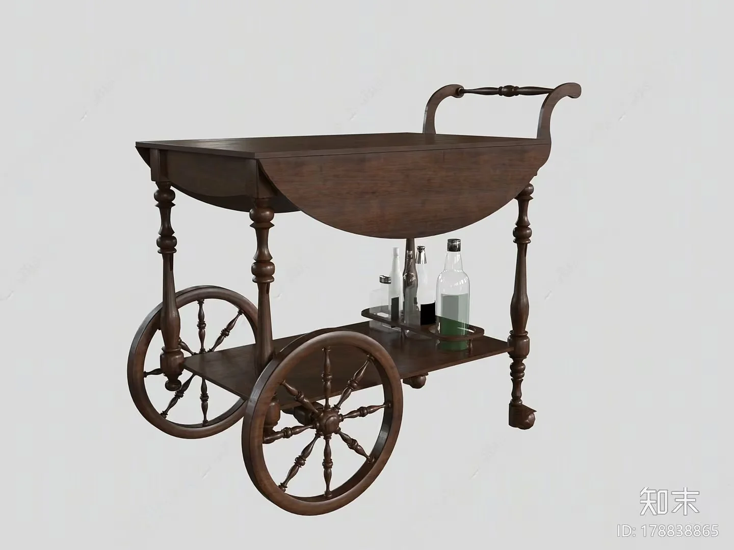 A Wooden Tea Cart 3D Model – 8720 – CORONA Render