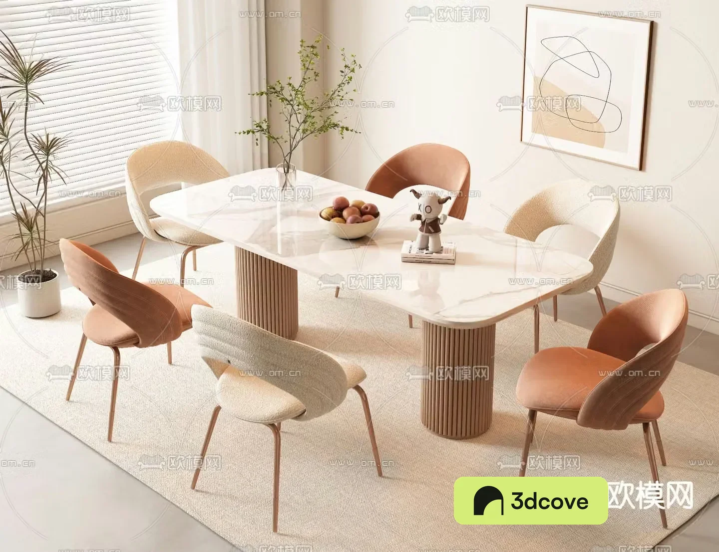 Cream style dining table and chairs strip dining table
