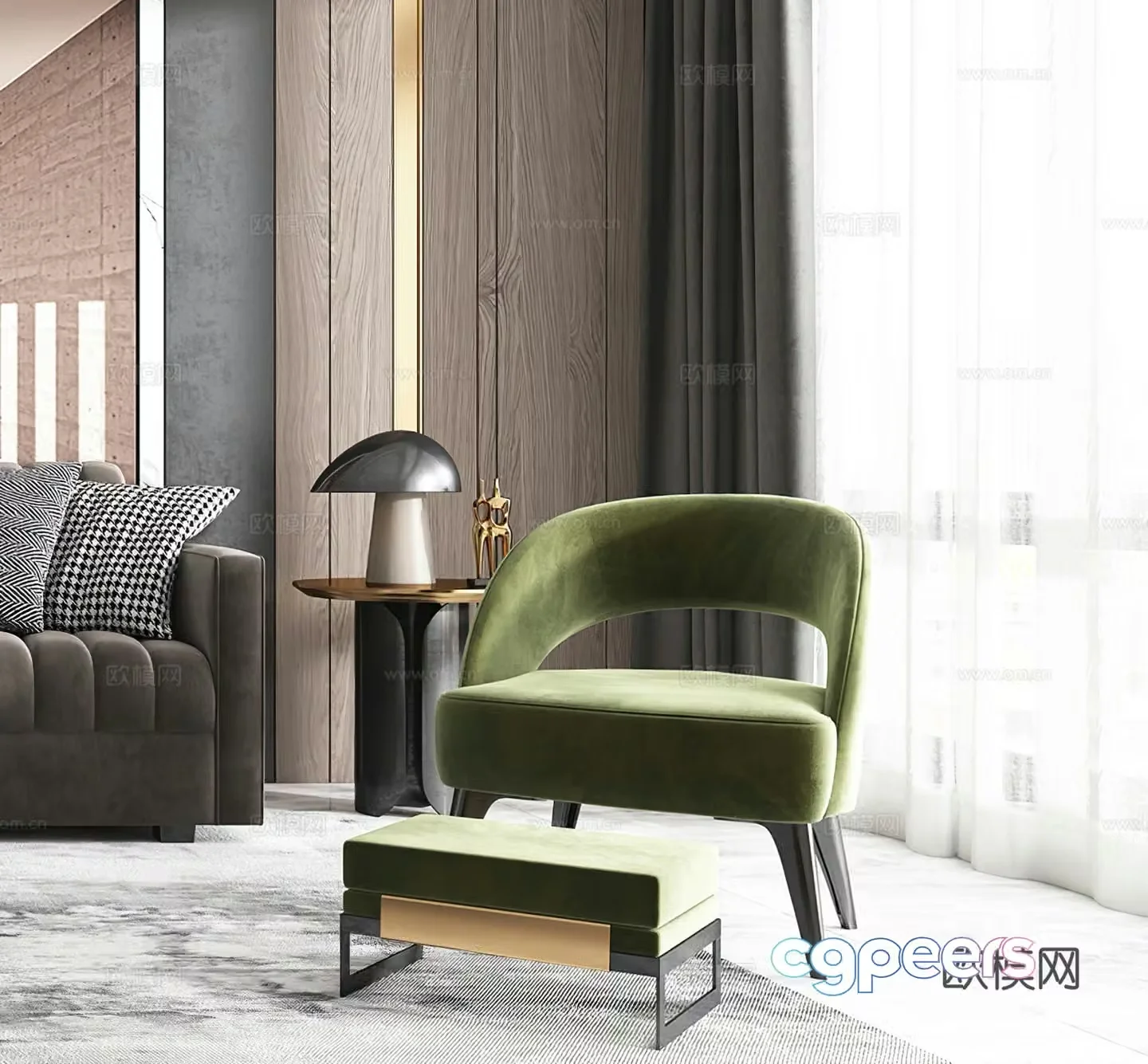 Modern leisure chair Italian leisure chair Light luxury leisure chair Table lamp Coffee table side table corner table 3D model