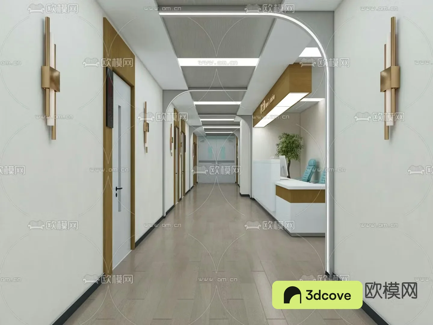 Modern hospital corridor