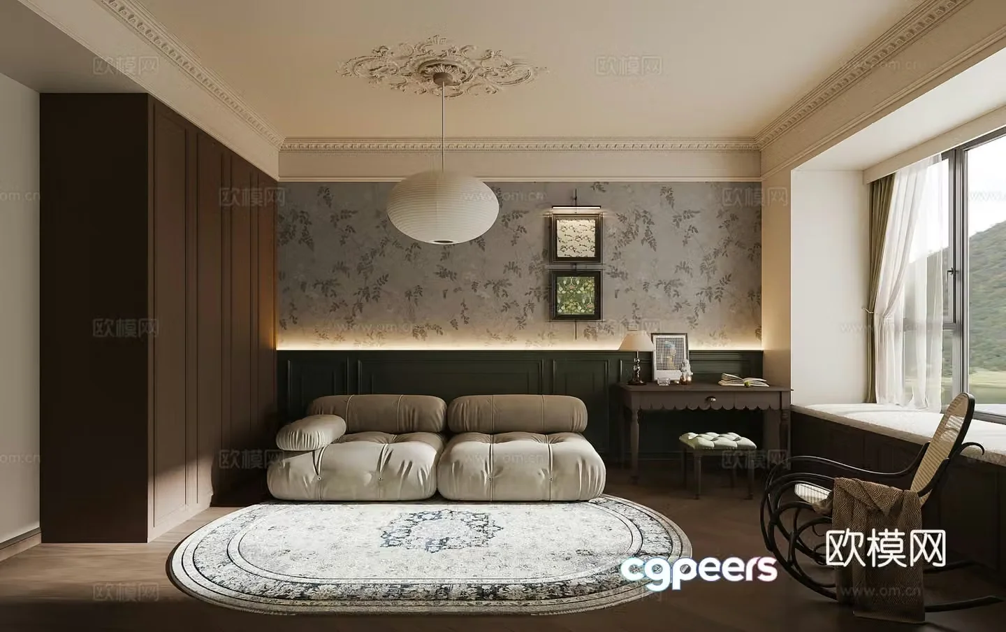 French retro second bedroom study leisure room d model