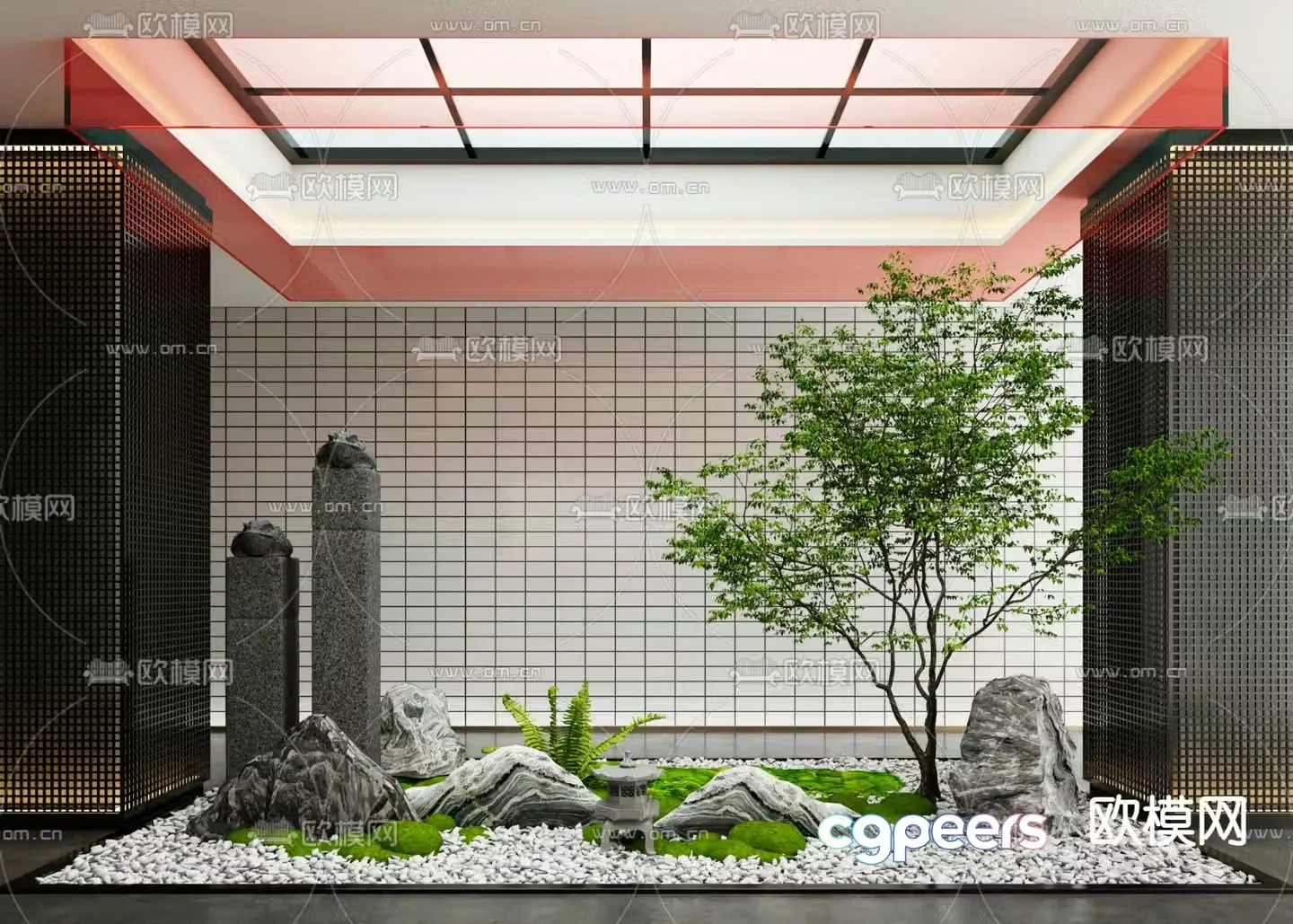 Indoor patio green plant landscaping 3D model