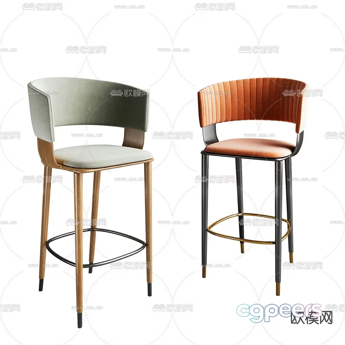 BAXTER fabric bar chair 3d model