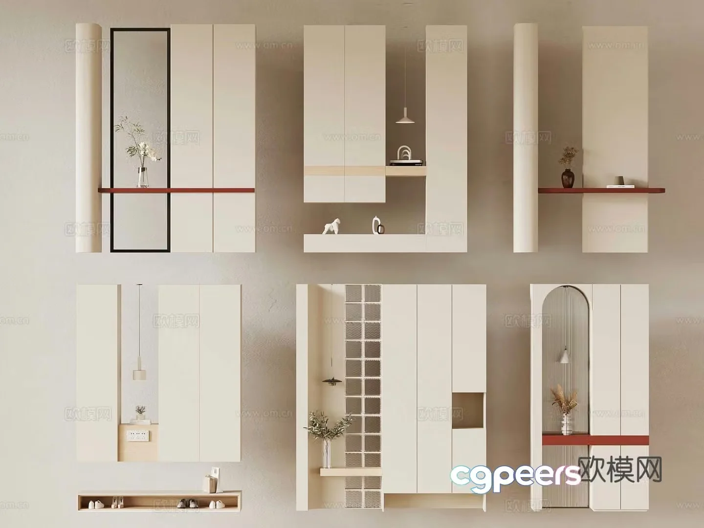 Modern Cream Style Entrance 3D Model
