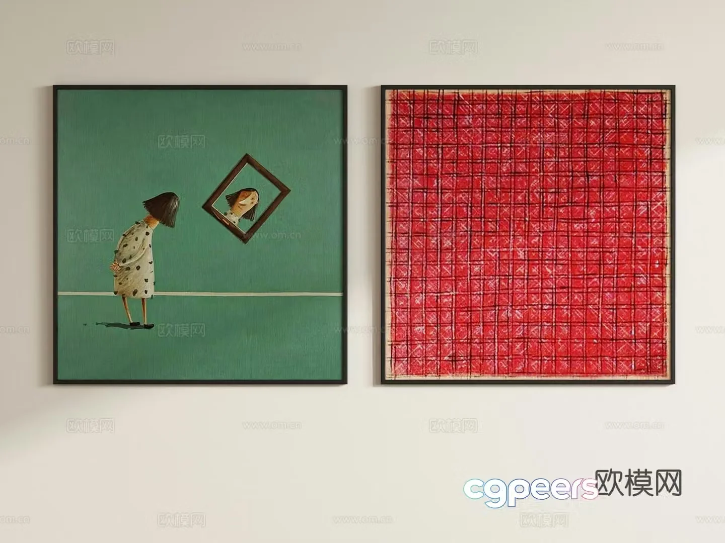 Modern cartoon painting decorative painting hanging painting 3d model
