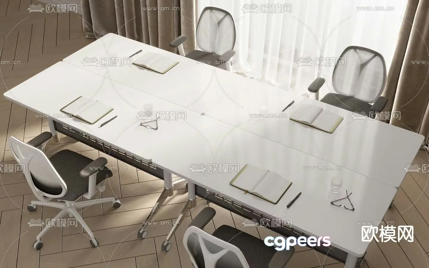 Modern desk work station 3d model