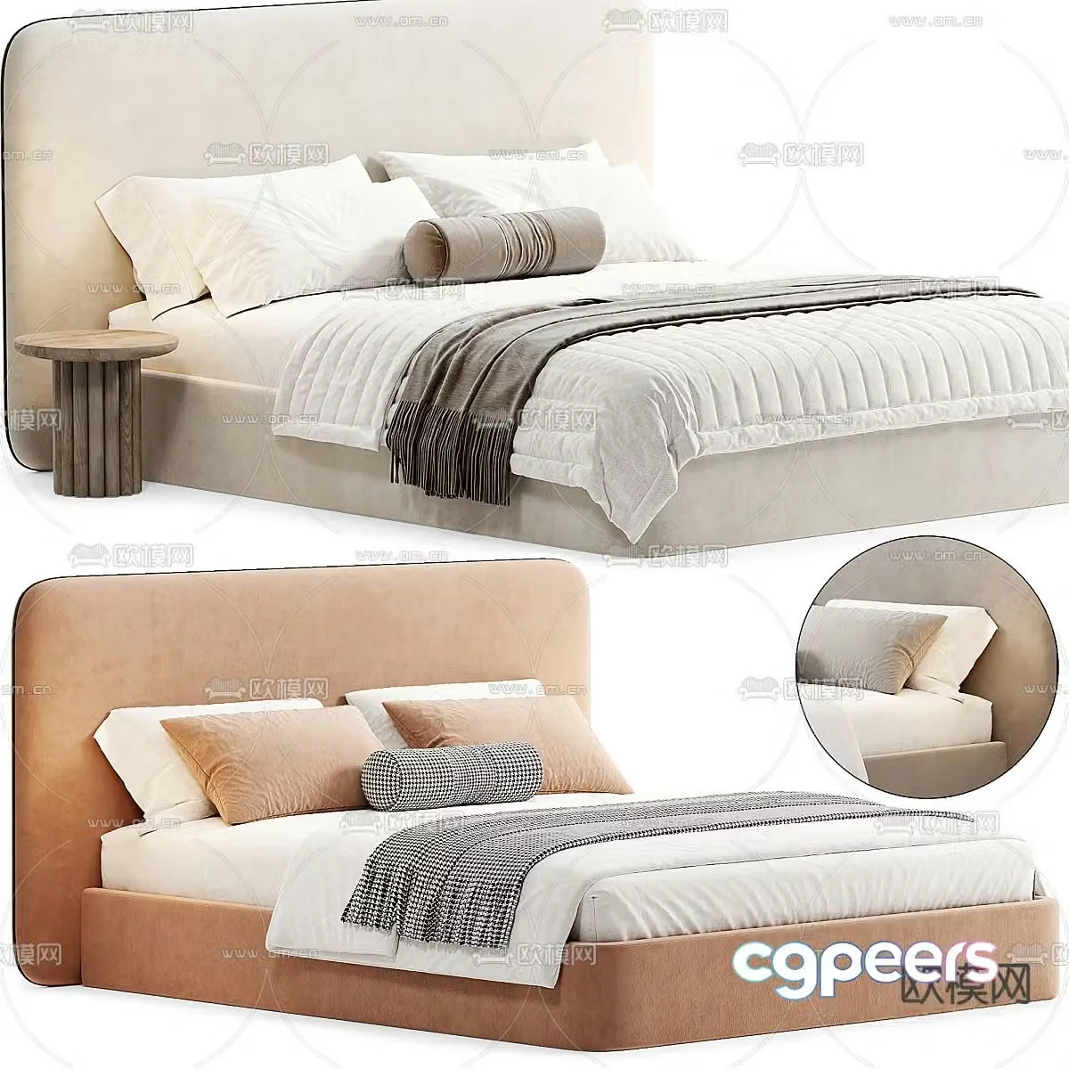 Modern double bed 3d model