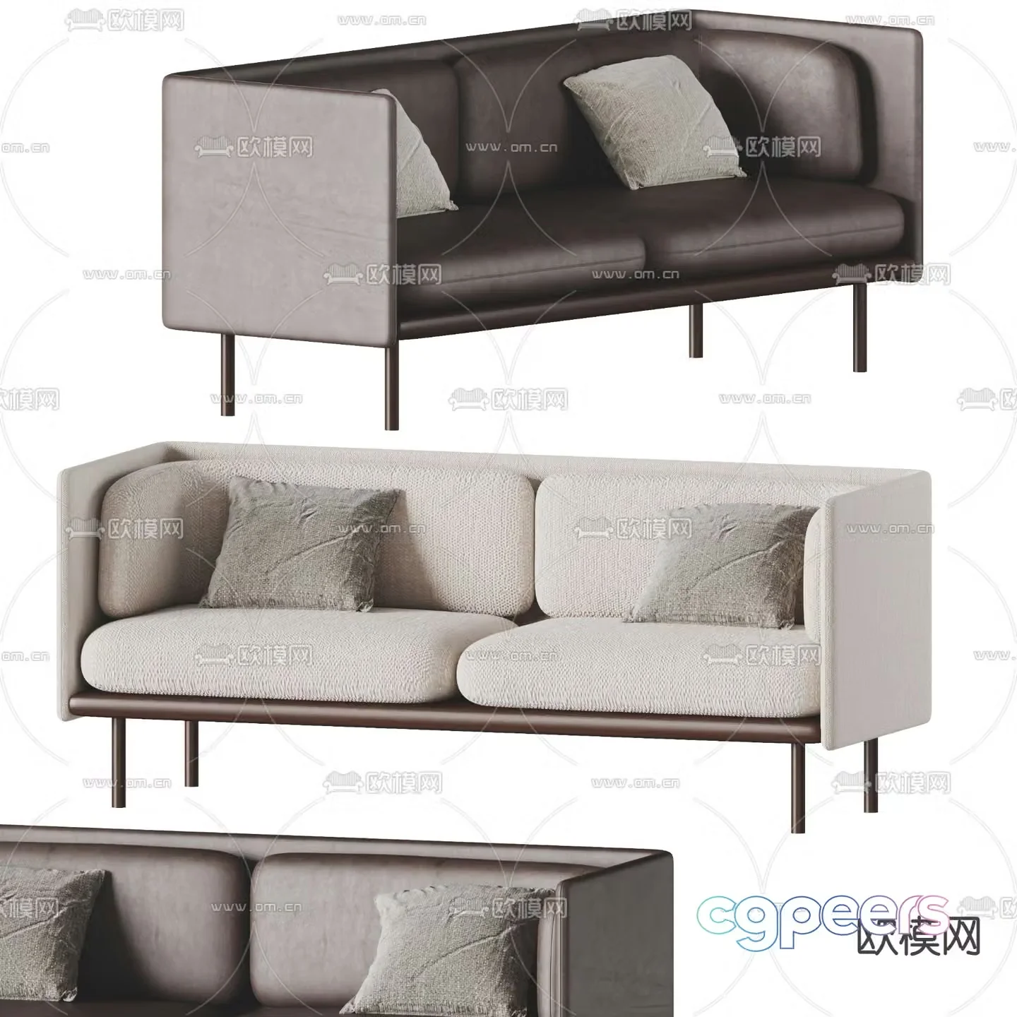 Double sofa upholstered sofa 3d model