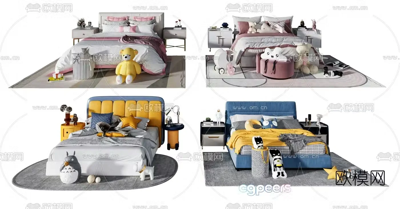 Modern fabric children’s bed 3d model