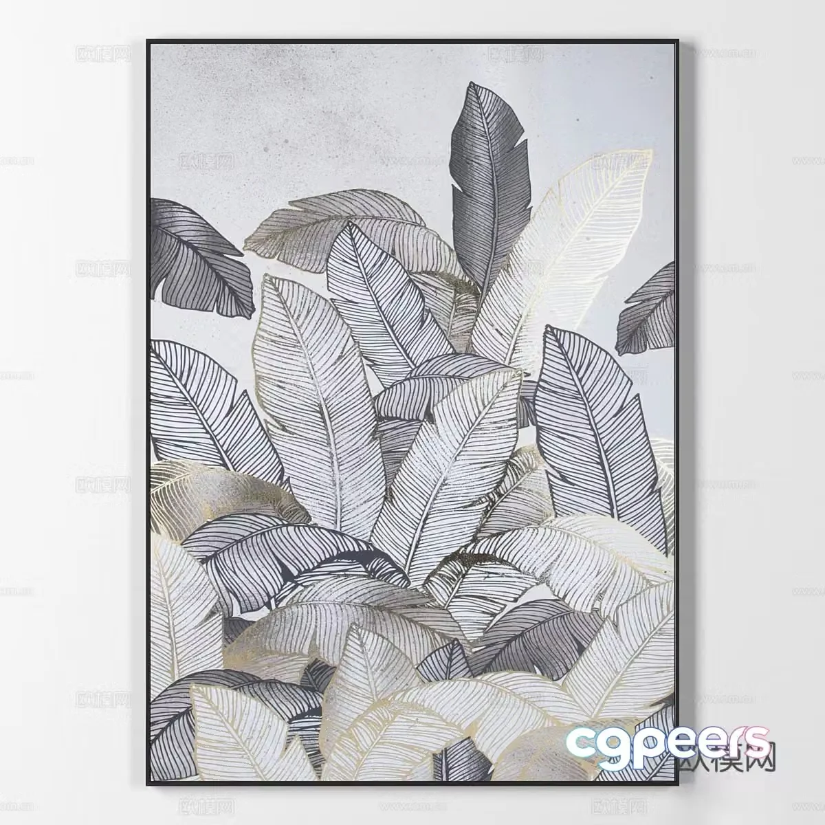 Botanical painting abstract painting 3d model