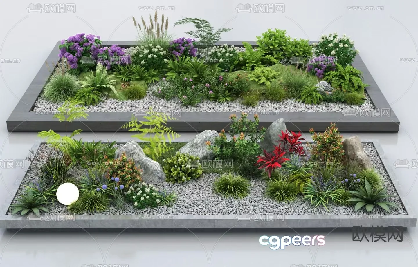 A Garden With Various Plants 3D Model – 10821 – VRAY Render