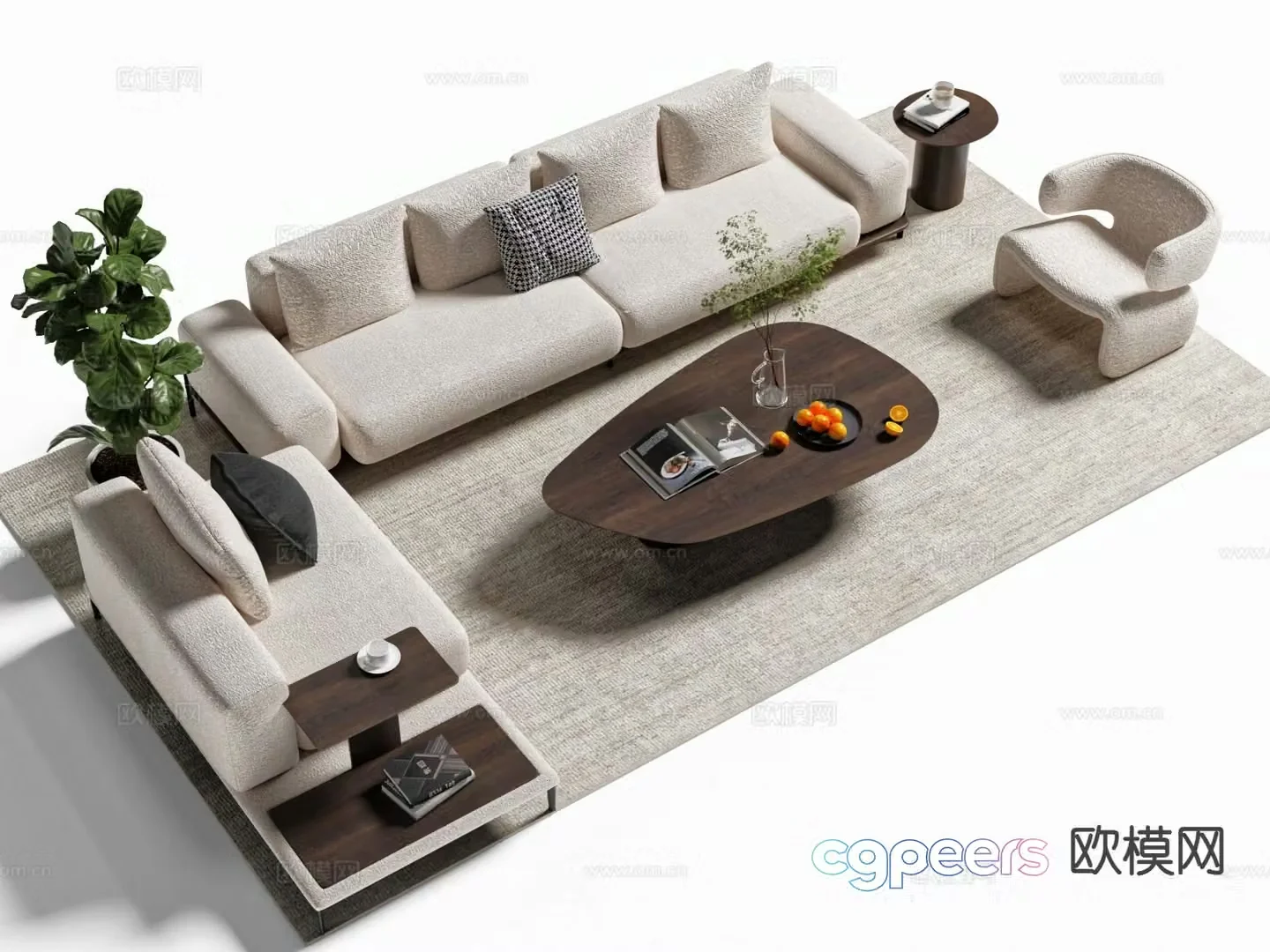 Cream style modular sofa 3d model