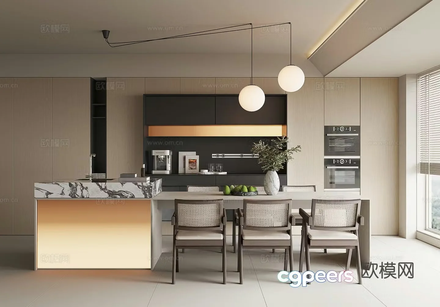 Modern island restaurant 3d model