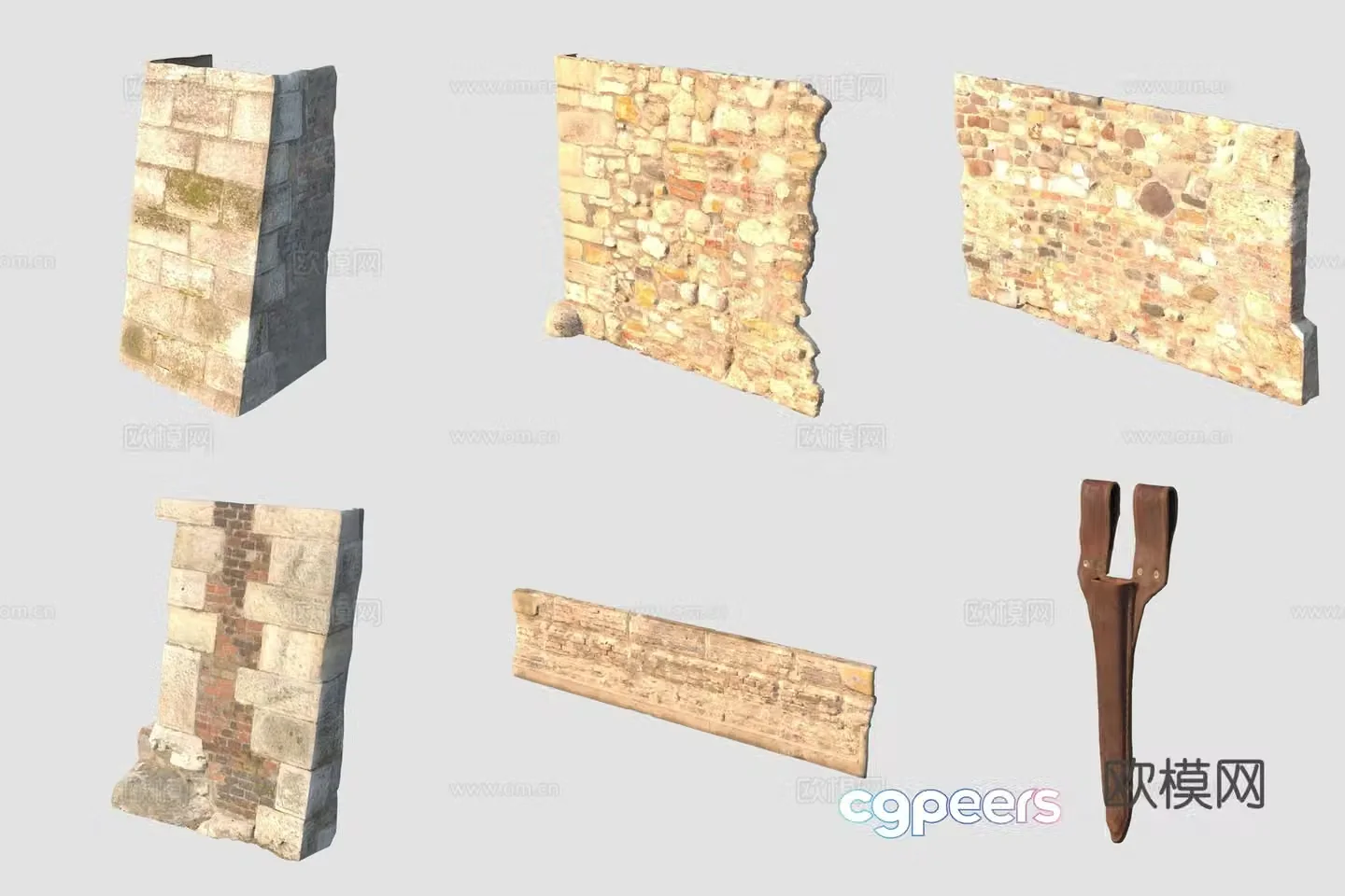 Ancient stone wall 3d model
