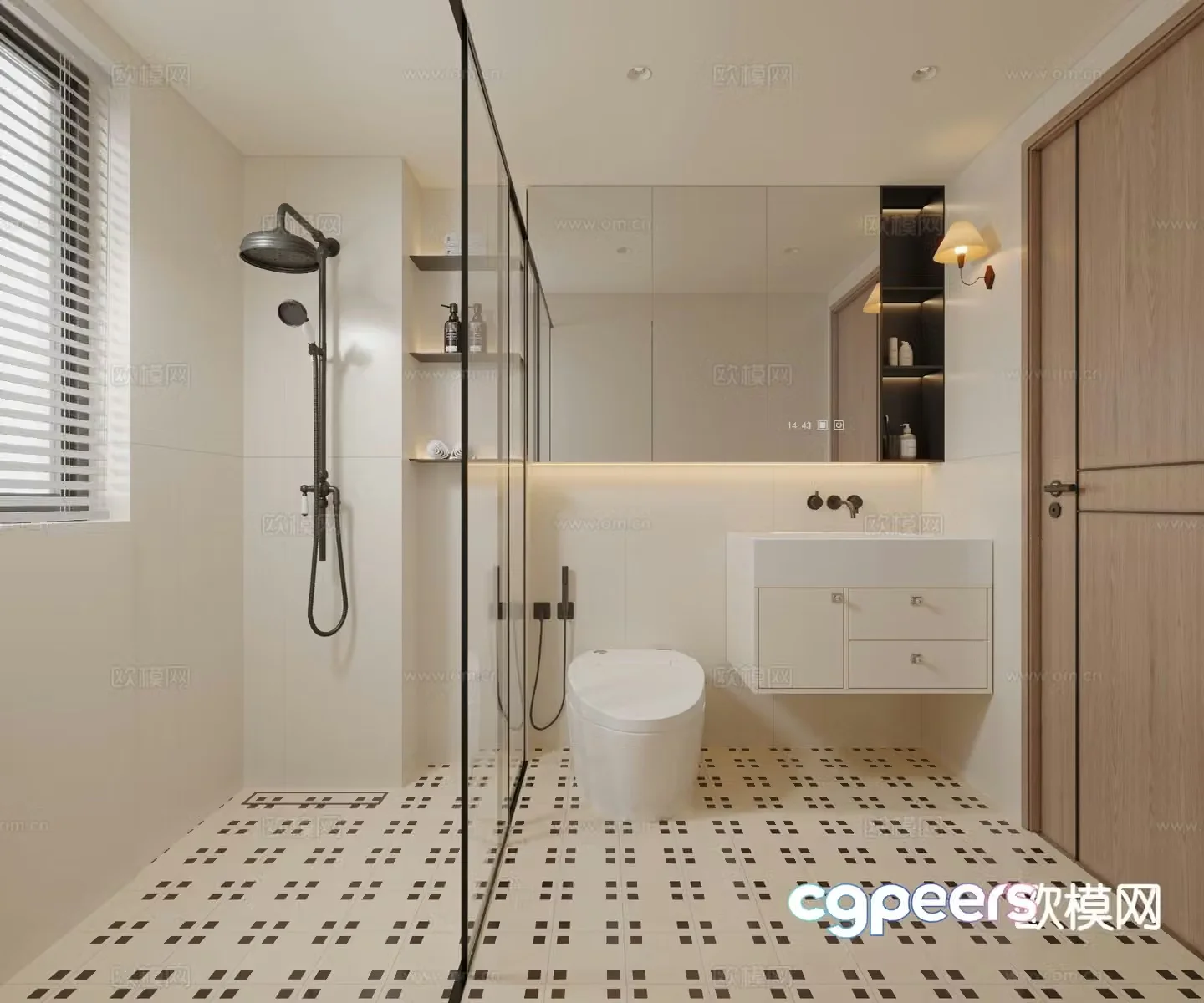 Cream style bathroom bathroom toilet 3d model