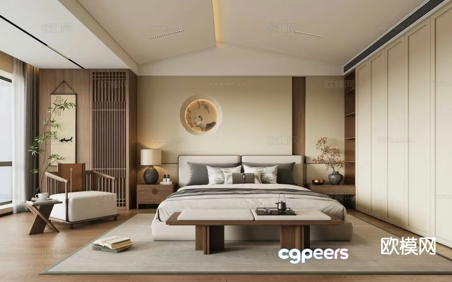 New Chinese style bedroom master bedroom Song style bedroom 3d model