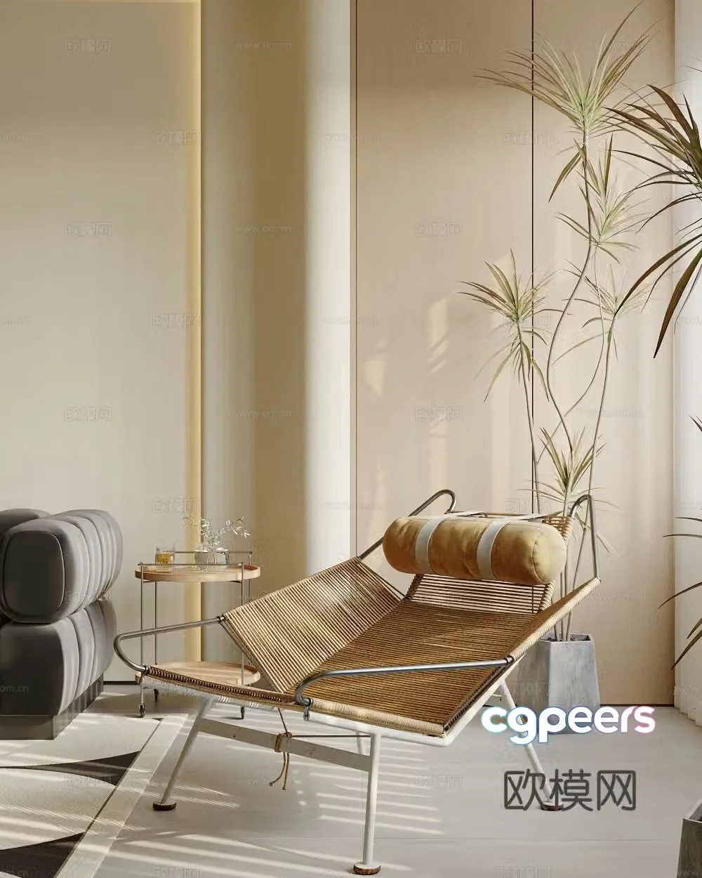Rattan chair leisure chair 3d model