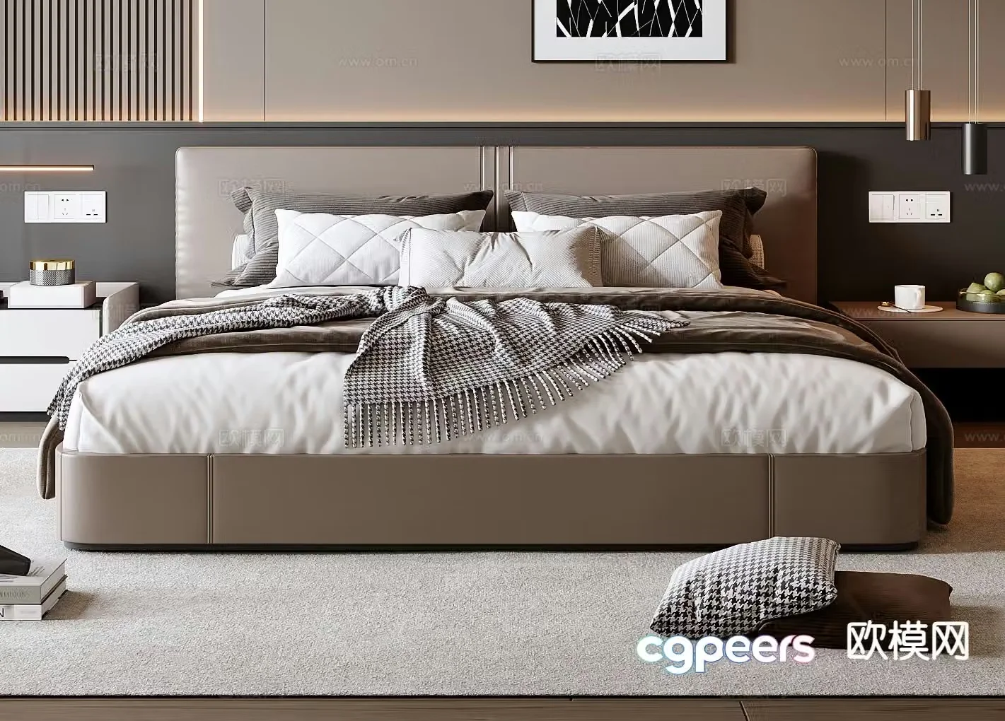 Italian double bed 3d model