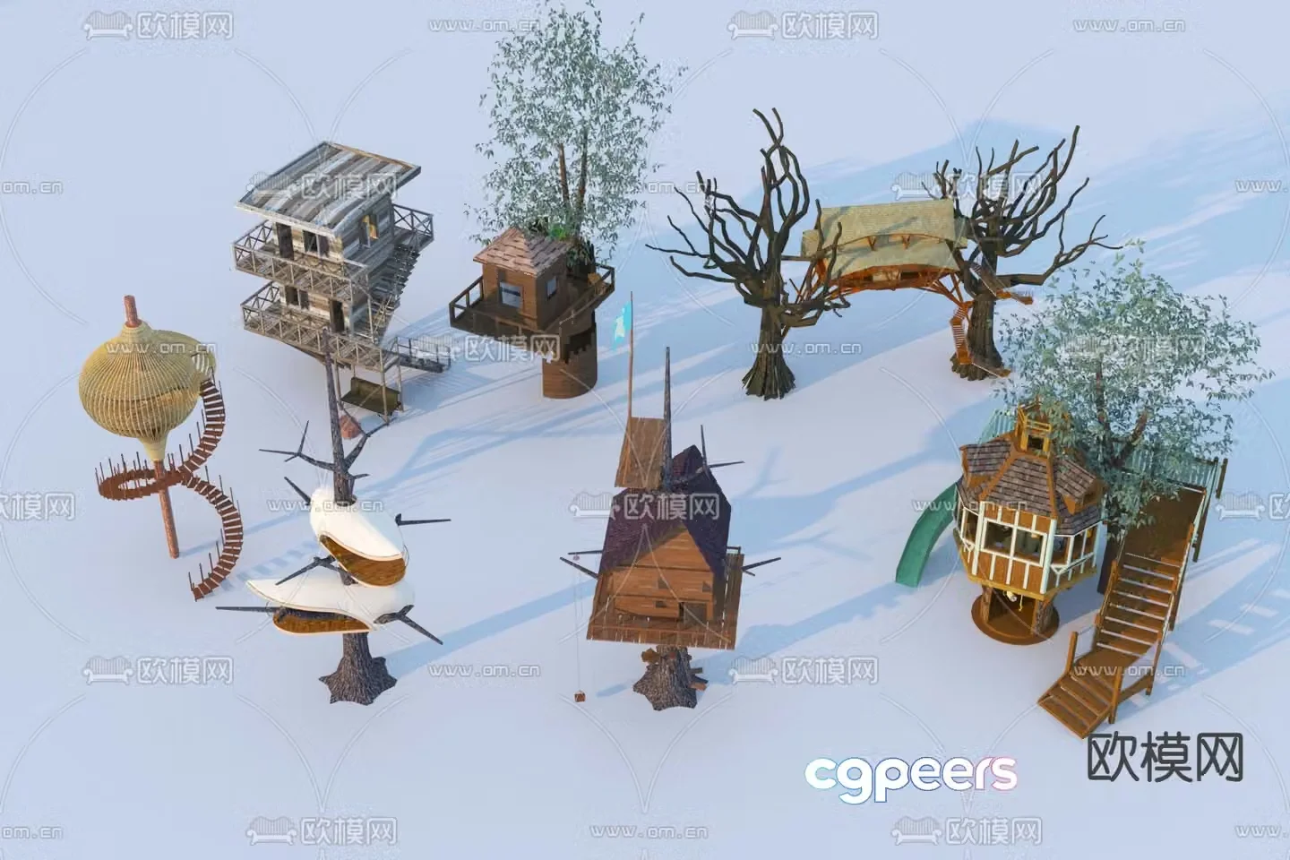 Tree house sketch landscape sketch 3d model