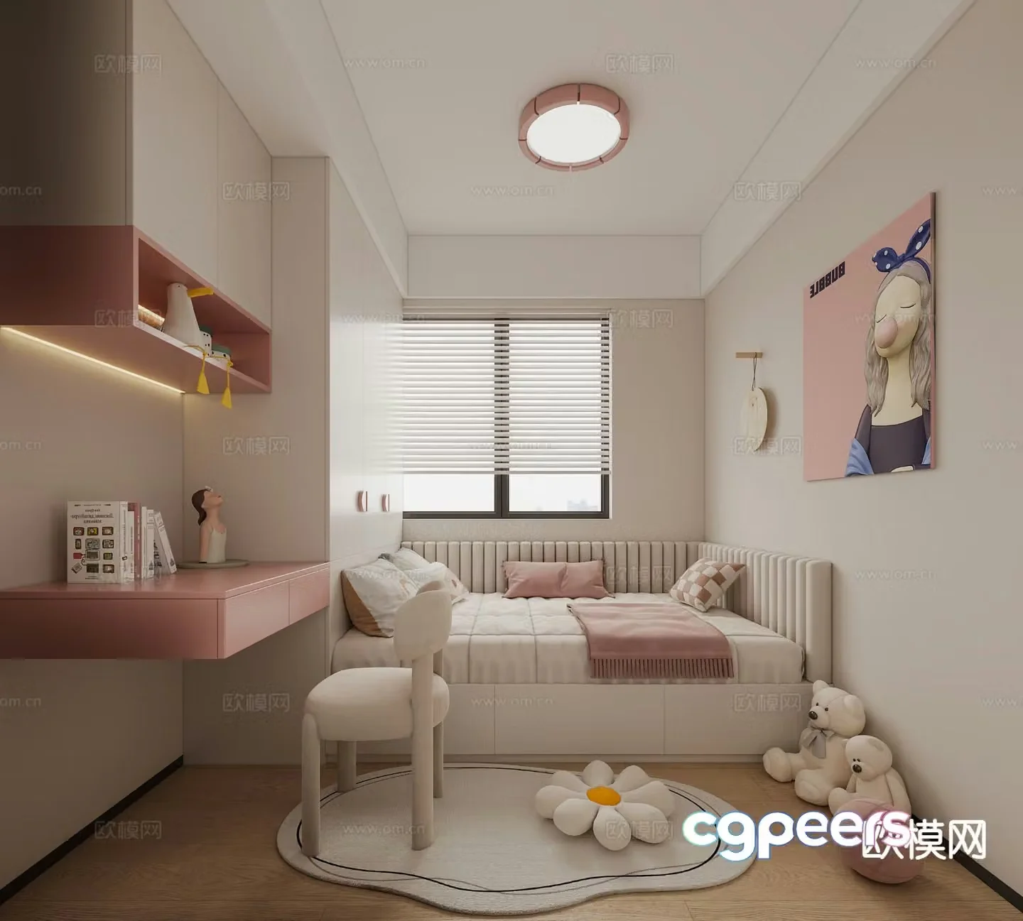 Modern tatami bedroom daughter’s room 3d model