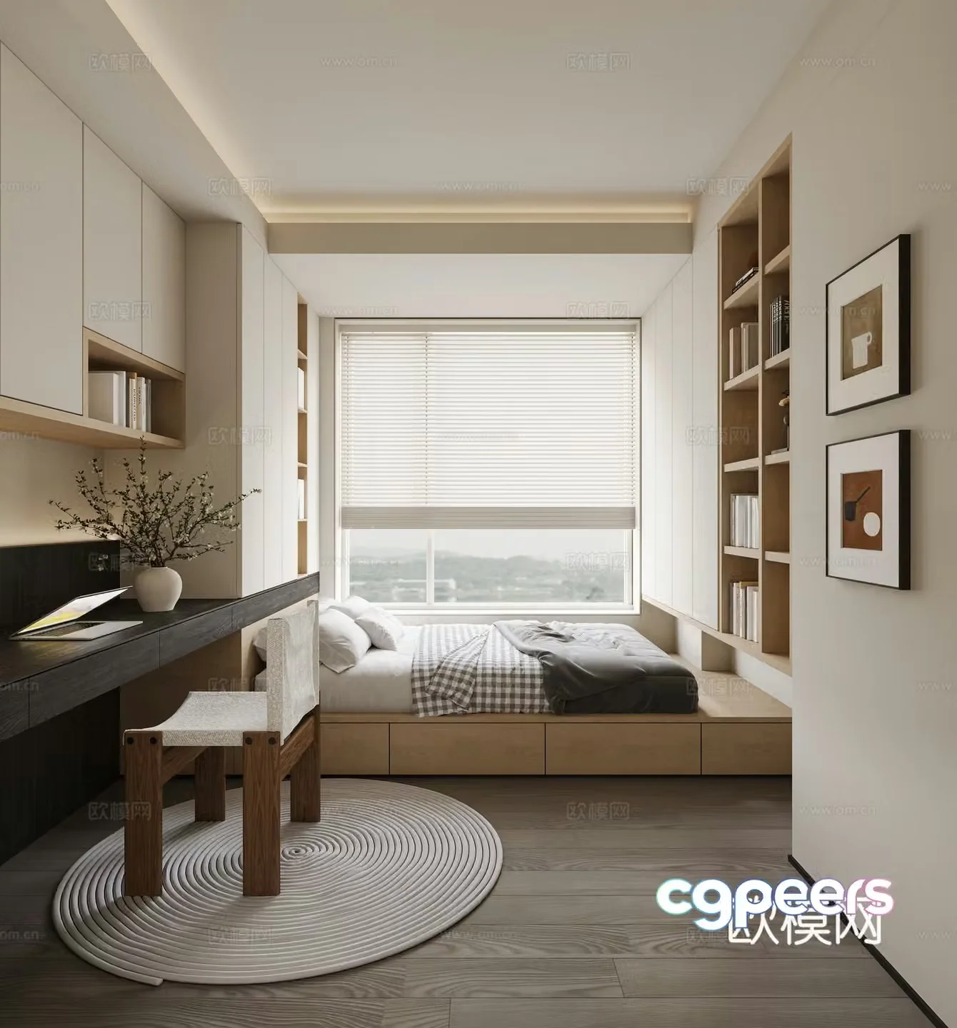Modern tatami bedroom 3d model