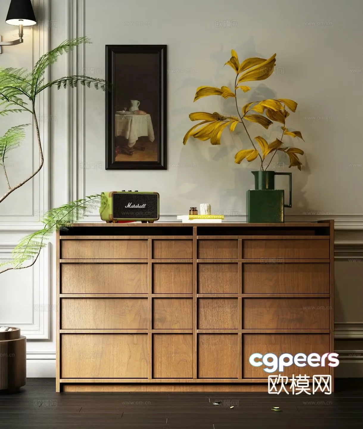 Wabi-sabi entrance cabinet low cabinet 3D model