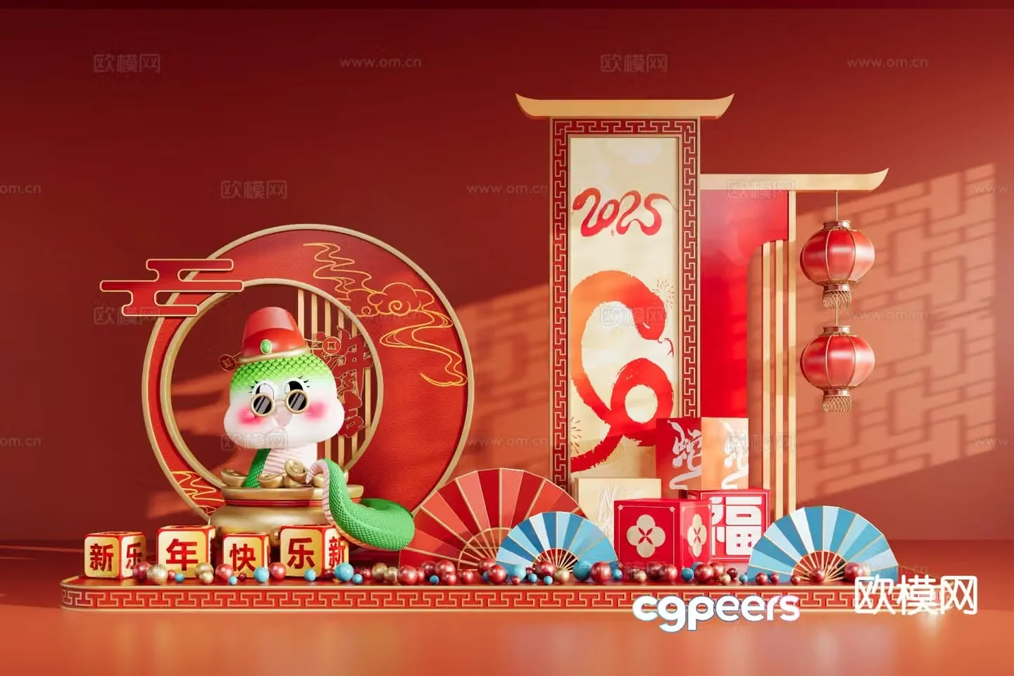 National Trend of the Year of the Snake Spring Festival Display 3D Model of the Zodiac Sculpture of the Year of the Snake