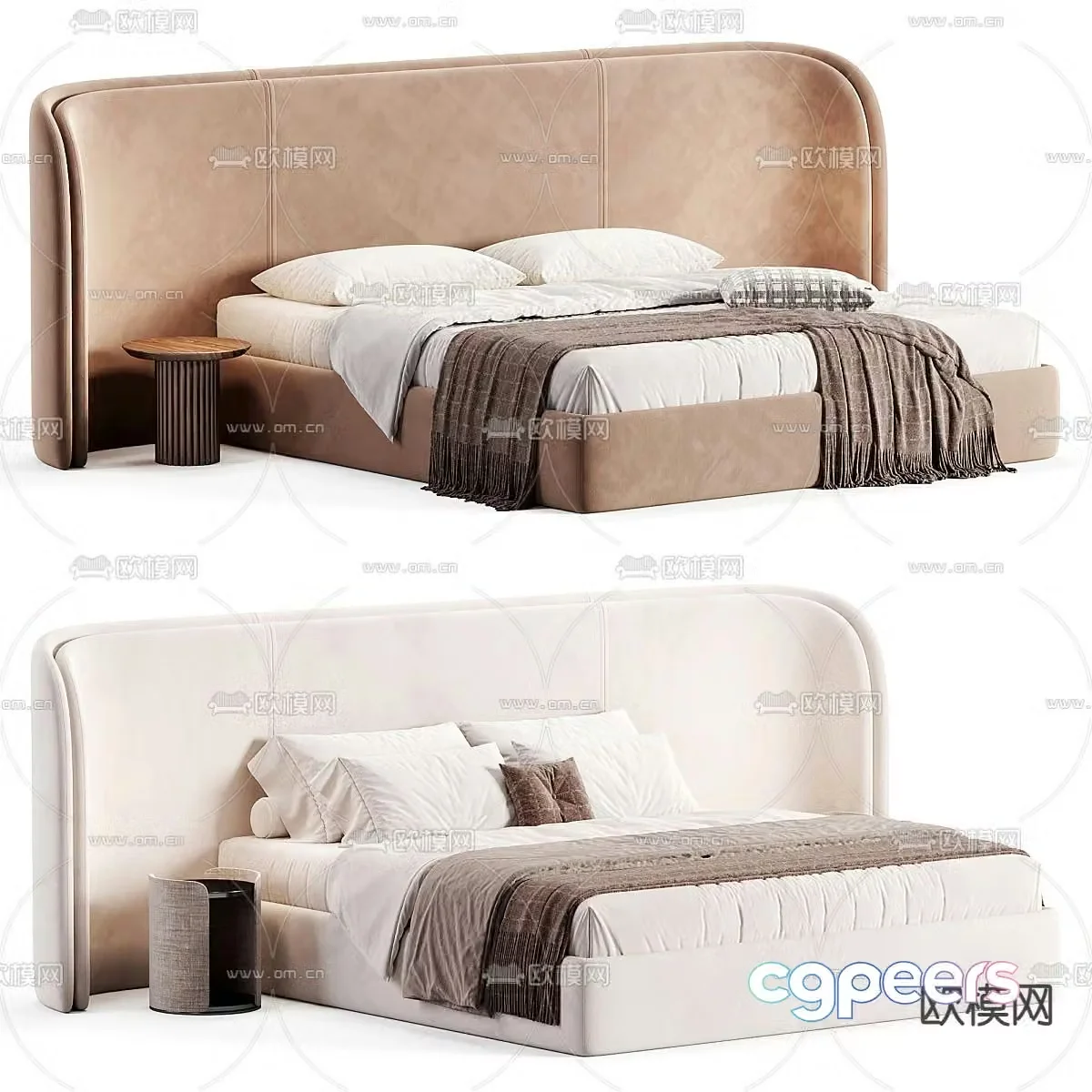 Modern fabric double bed 3d model