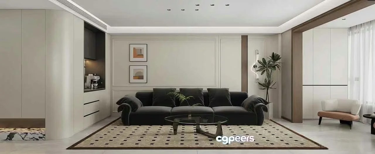 Modern Living Room 3D Model – 14654 – VRAY Render