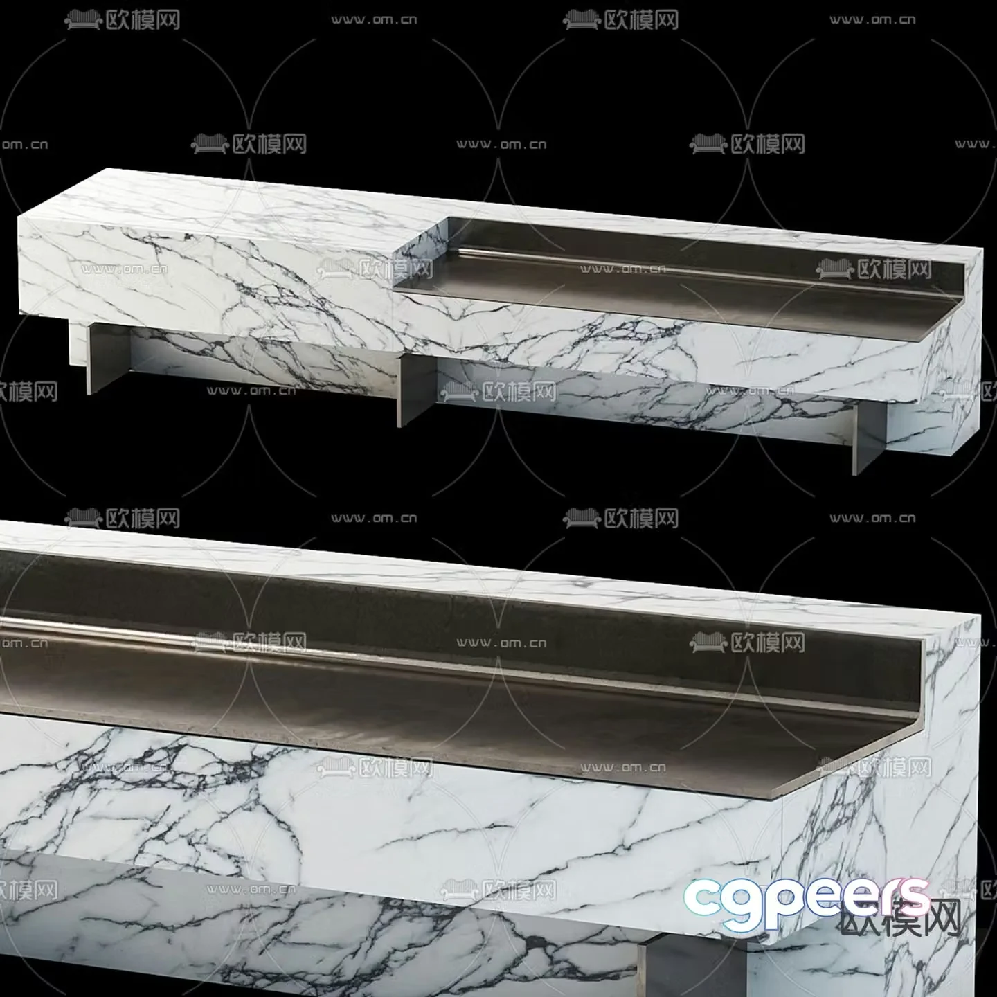 HENGE marble front desk reception desk service desk 3d model