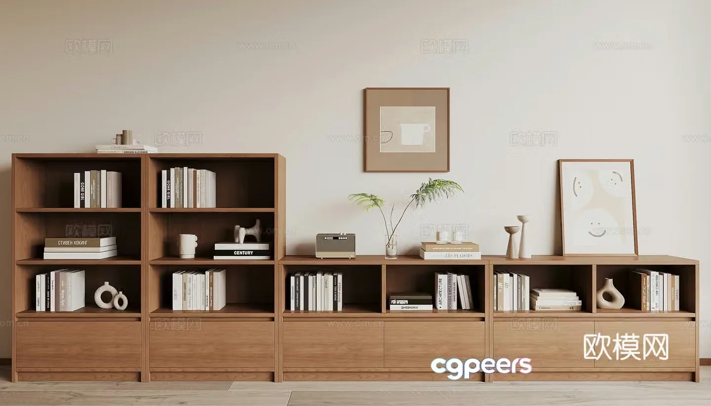 Modern bookcase 3d model