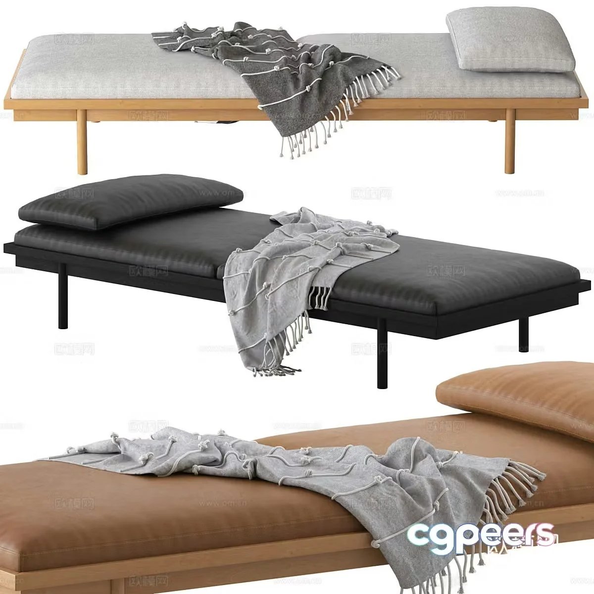 Modern Italian leather sofa bed 3d model