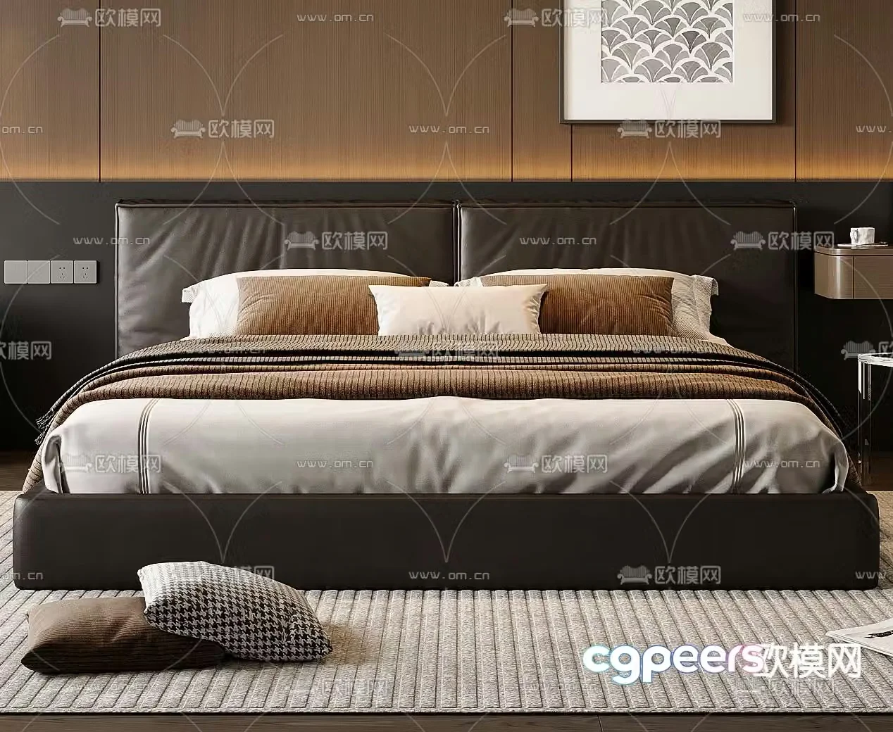 Italian double bed 3d model