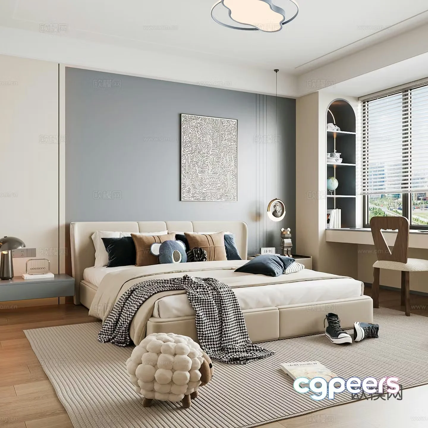 Modern children’s room boy’s room girl’s room children’s bed children’s wardrobe children’s desk 3d model