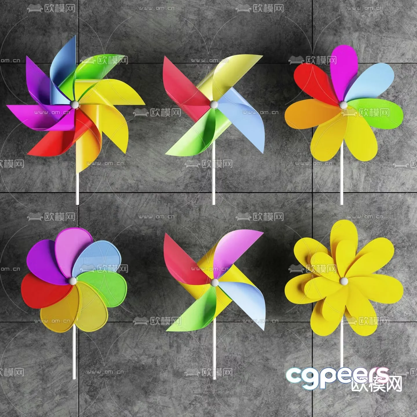 Modern colorful windmill toy 3d model