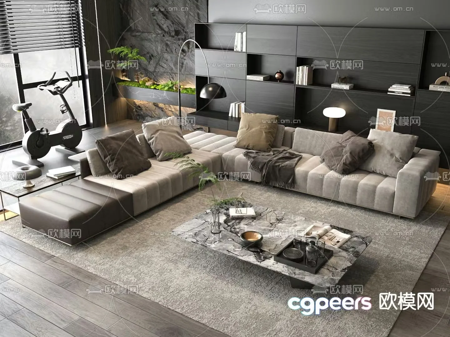 Multi-person sofa corner sofa 3d model