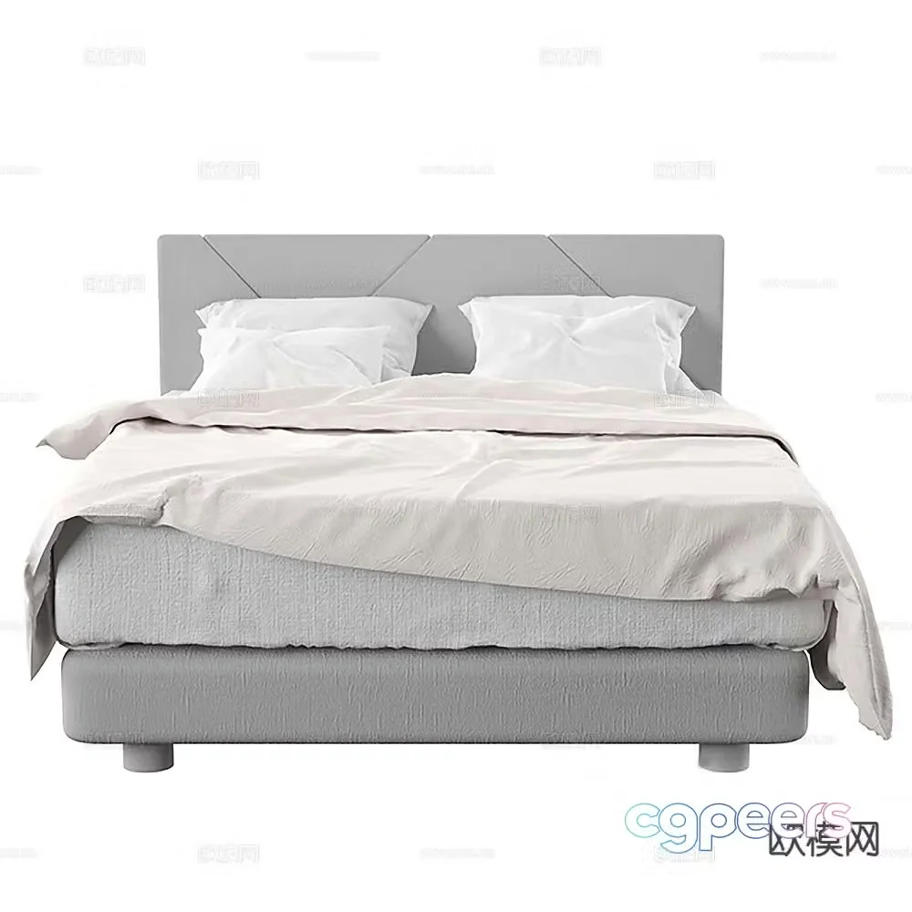 Modern double bed 3d model