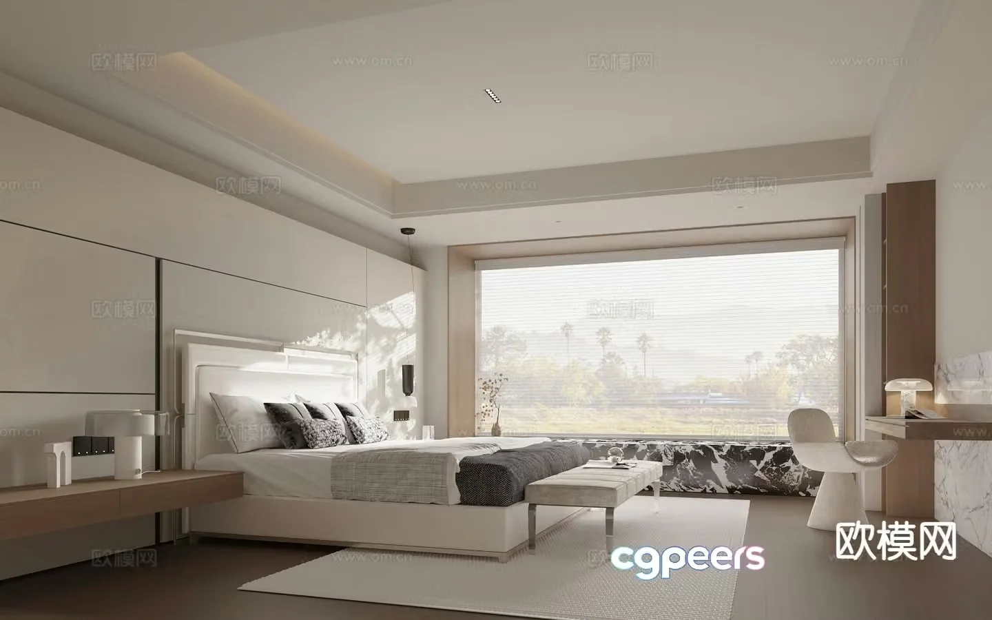 Modern minimalist bedroom master bedroom 3d model