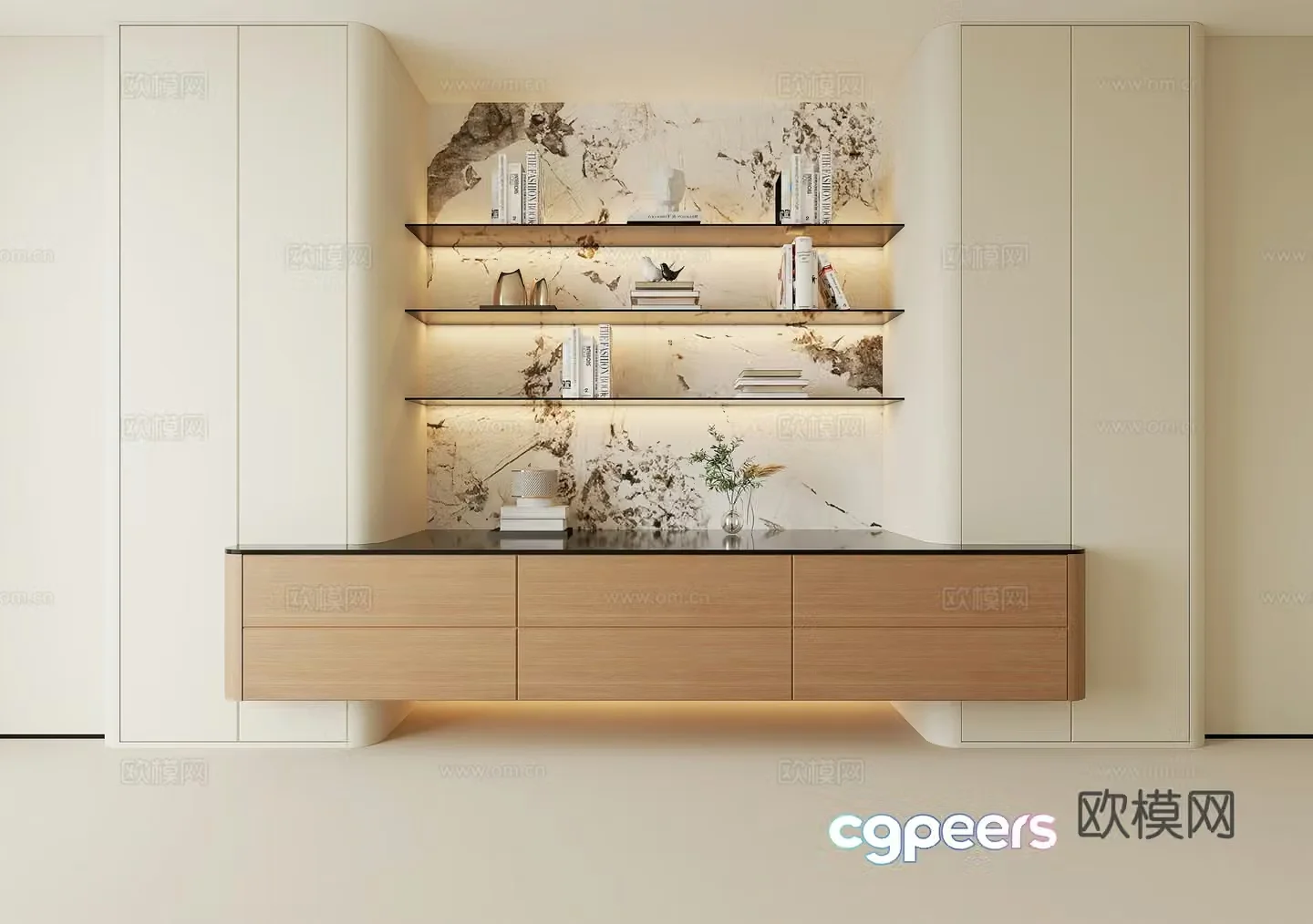 Modern cream sideboard 3d model