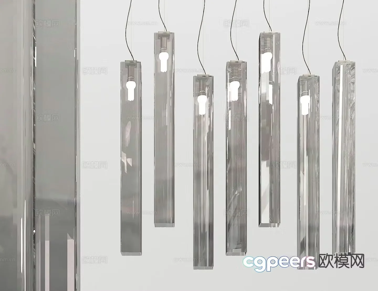 Modern glass chandelier 3d model