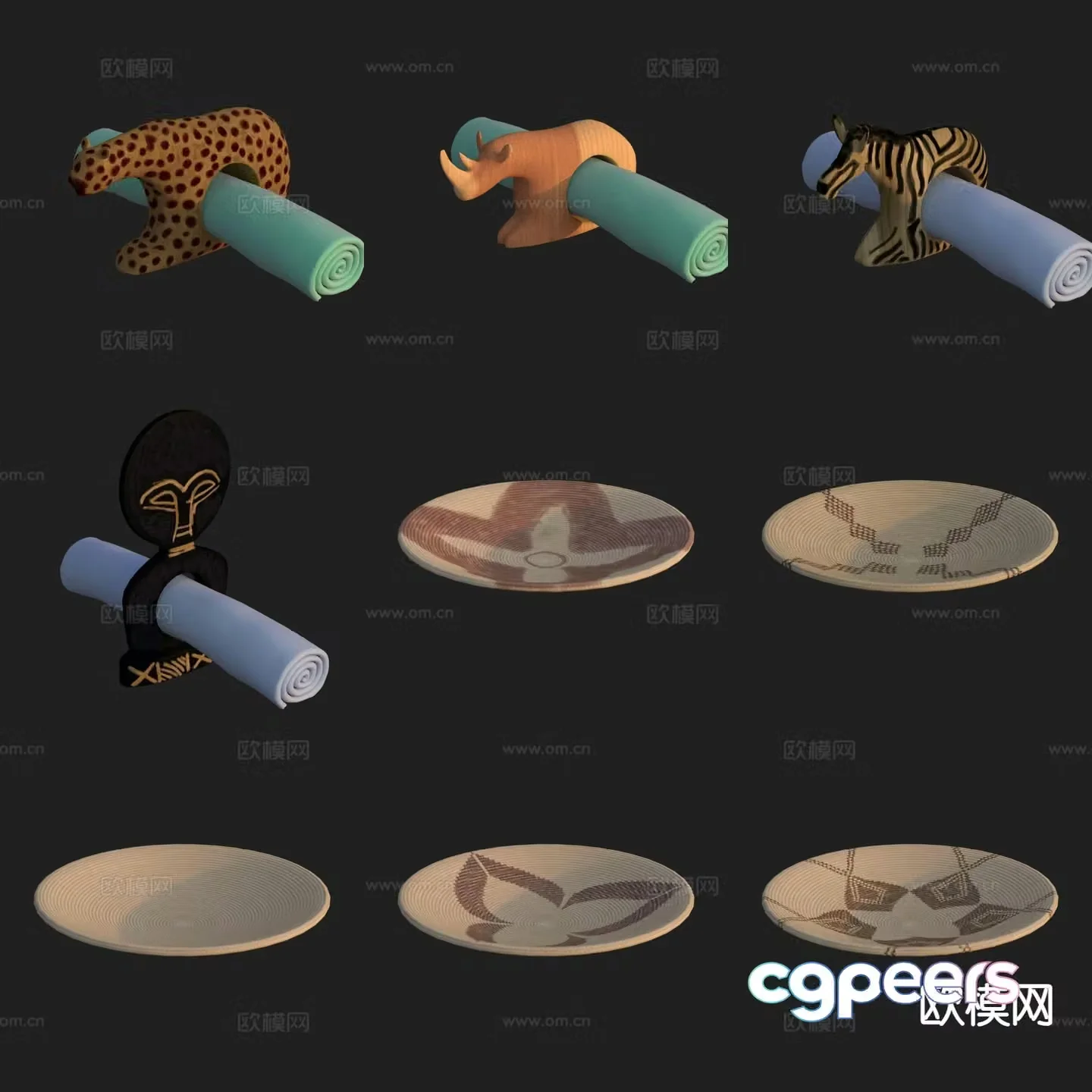 Crafts artwork animal carvings ceramic plate 3D model